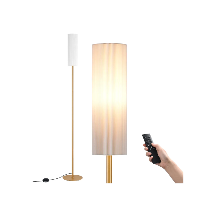 EDISHINE Stehlampe Dimmbar Wohnzimmer 165cm, LED Stehleuchte mit Fernbedienung, Gold