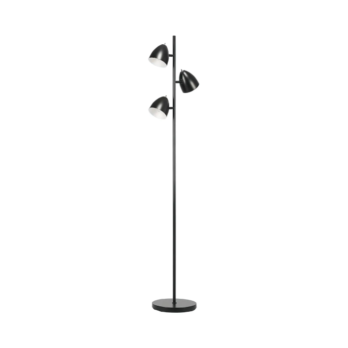 HOMCOM Stehlampe 3 flammig Stehleuchte mit Lampenschirmen aus Stahl E27 Fassung