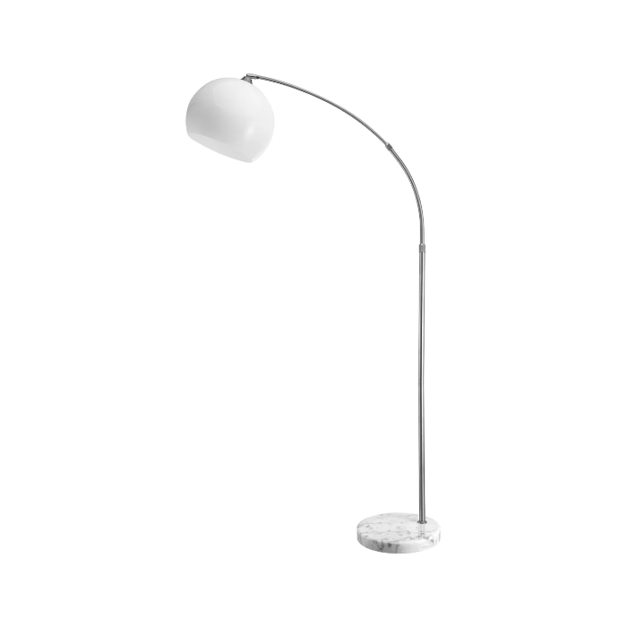 MONZANA Bogenlampe Marmor 190-210 cm Höhenverstellbar Fußschalter Schwenkbar E27 Edelstahl 40W Wohnzimmer Schlafzimmer Stehlampe Standleuchte Weiß